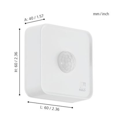 Eglo 33236 - Udendørs bevægelsessensor CONNECT SENSOR 3xAA 12 m hvid IP44