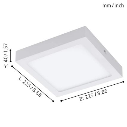 Eglo 33316 - LED RGBW Dæmpbar loftlampe FUEVA-C LED/15,6W/230V 2700-6500K 22,5x22,5 cm hvid