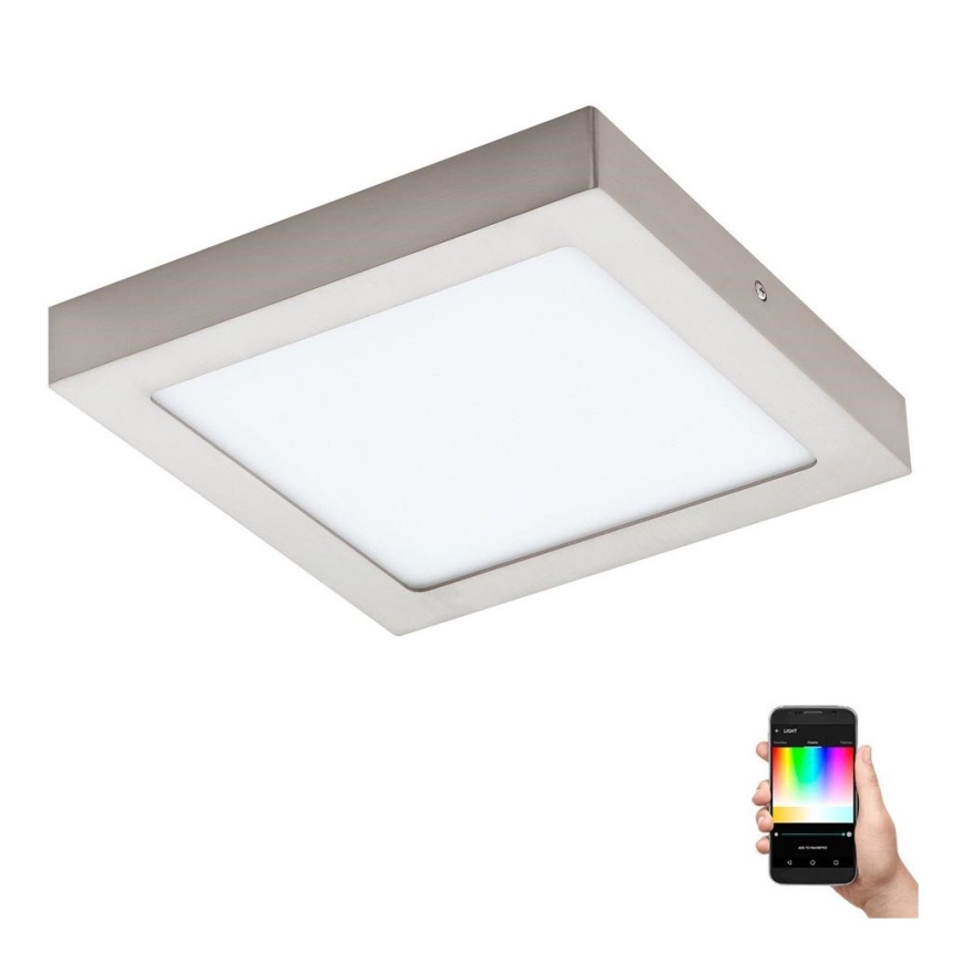 Eglo 33319 - LED RGBW Dæmpbar loftlampe FUEVA-C LED/15,6W/230V 2700-6500K 22,5x22,5 cm mat krom