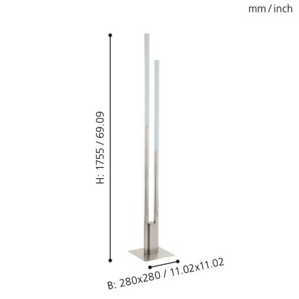 Eglo 33323 - LED gulvlampe m. RGBW-farver dæmpbar FRAIOLI-C 2xLED/17W/230V 2700-6500K mat krom