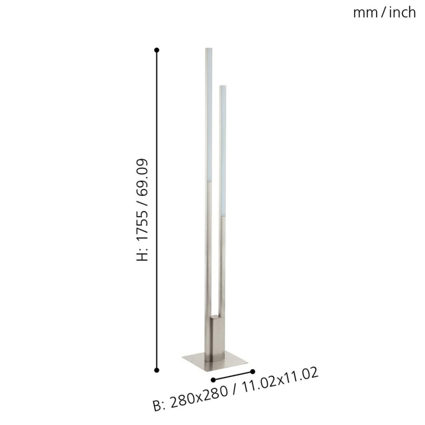 Eglo 33323 - LED gulvlampe m. RGBW-farver dæmpbar FRAIOLI-C 2xLED/17W/230V 2700-6500K mat krom