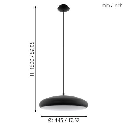 Eglo 33328 - LED pendel m. RGBW-farver dæmpbar RIODEVA-C LED/27W/230V 2700-6500K sort