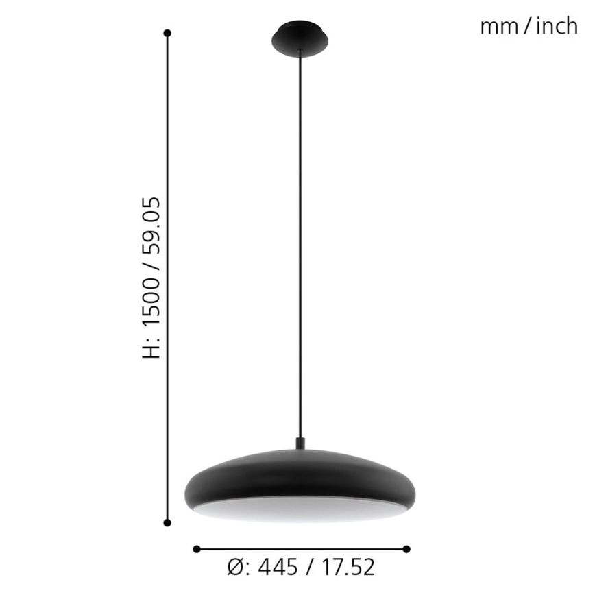 Eglo 33328 - LED pendel m. RGBW-farver dæmpbar RIODEVA-C LED/27W/230V 2700-6500K sort