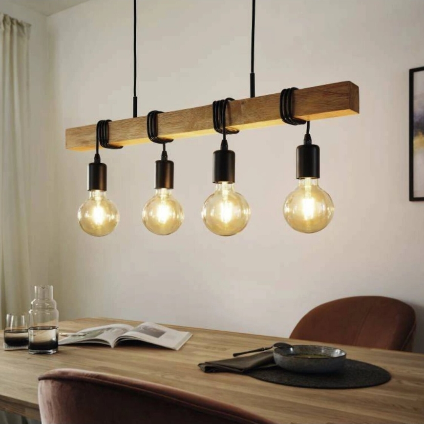 Eglo 33378 - LED pendel TOWNSHEND 4xE27/4W/230V 2200K beige/sort