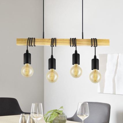 Eglo 33378 - LED pendel TOWNSHEND 4xE27/4W/230V 2200K beige/sort
