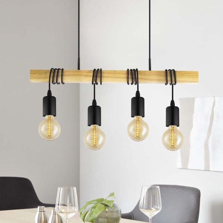 Eglo 33378 - LED pendel TOWNSHEND 4xE27/4W/230V 2200K beige/sort