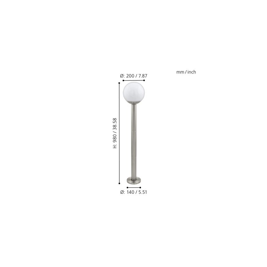 Eglo 33566 - LED-dæmpbar udendørslampe NISIA-C 1xE27/9W/230V 980 mm IP44