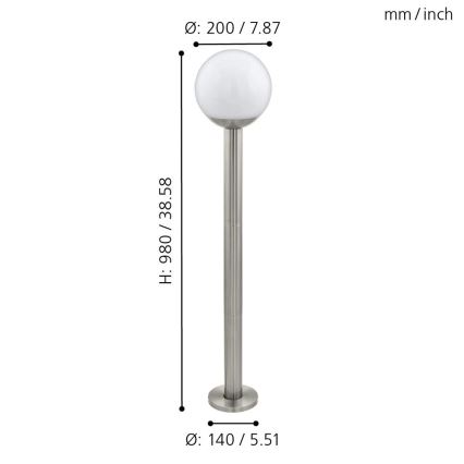 Eglo 33566 - LED udendørslampe dæmpbar NISIA-C 1xE27/9W/230V 980 mm IP44