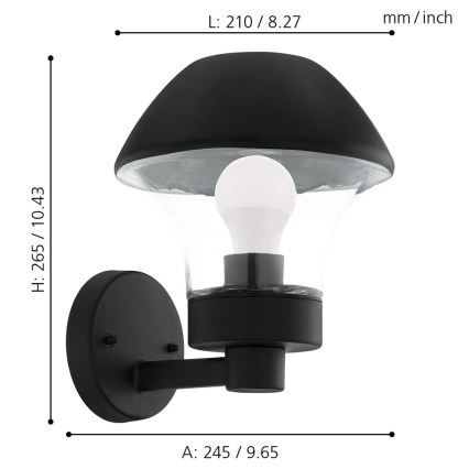 Eglo 33567 - Dæmpbar LED udendørs væglampe VERLUCCA-C 1xE27/9W/230V IP44