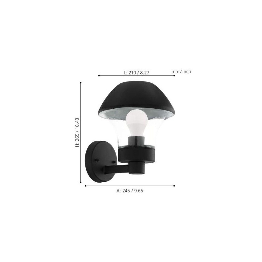 Eglo 33567 - Dæmpbar LED udendørs væglampe VERLUCCA-C 1xE27/9W/230V IP44