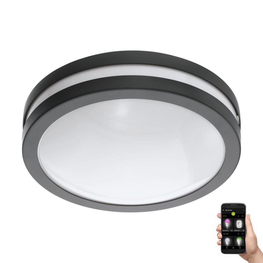 Eglo 33571 - Dæmpbar LED-loftlampe til badeværelse LOCANA-C LED/14W/230V IP44 antracit