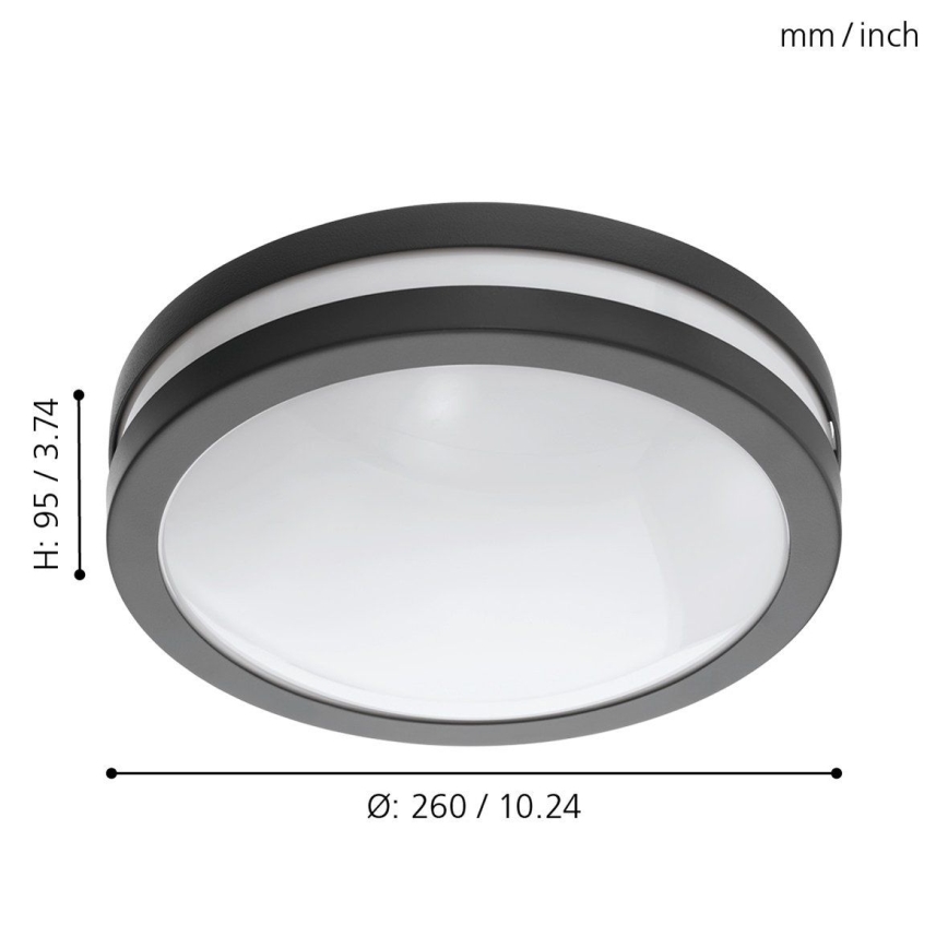 Eglo 33571 - Dæmpbar LED-loftlampe til badeværelse LOCANA-C LED/14W/230V IP44 antracit