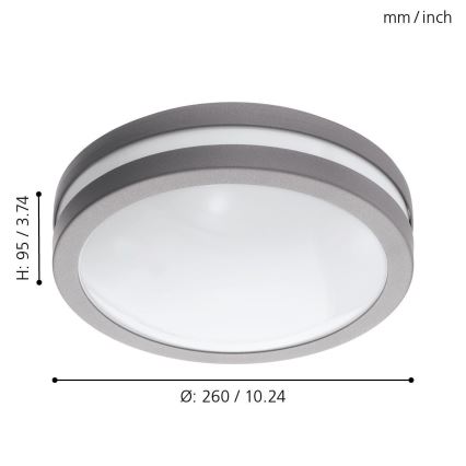 Eglo 33572 - LED dæmpbar badeværelsesloftlampe LOCANA-C LED/14W/230V IP44 sølvfarvet