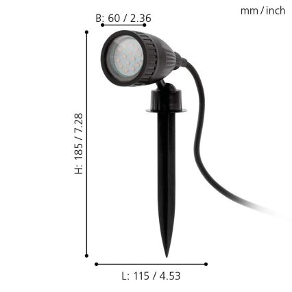 Eglo 33579 - LED RGBW udendørslampe NEMA-C 1xGU10/5W/230V IP44 sort