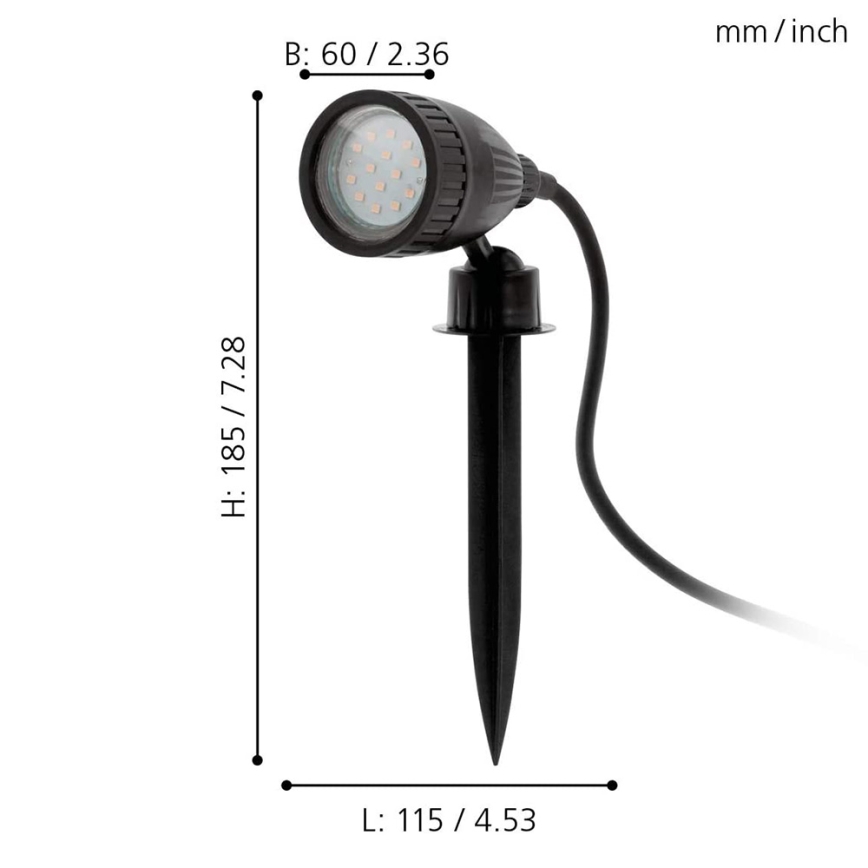 Eglo 33579 - LED RGBW udendørslampe NEMA-C 1xGU10/5W/230V IP44 sort