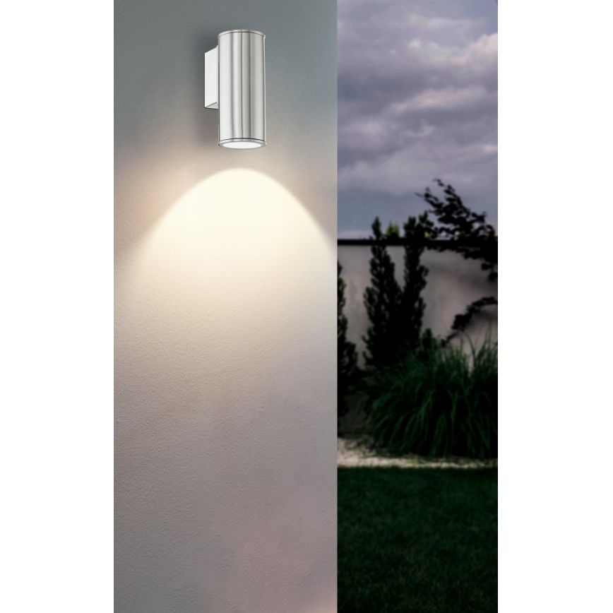 Eglo 33581 - LED RGBW dæmpbar udendørs væglampe RIGA 1xGU10/5W/230V 2700-6500K IP44 mat krom