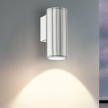 Eglo 33581 - LED RGBW dæmpbar udendørs væglampe RIGA 1xGU10/5W/230V 2700-6500K IP44 mat krom