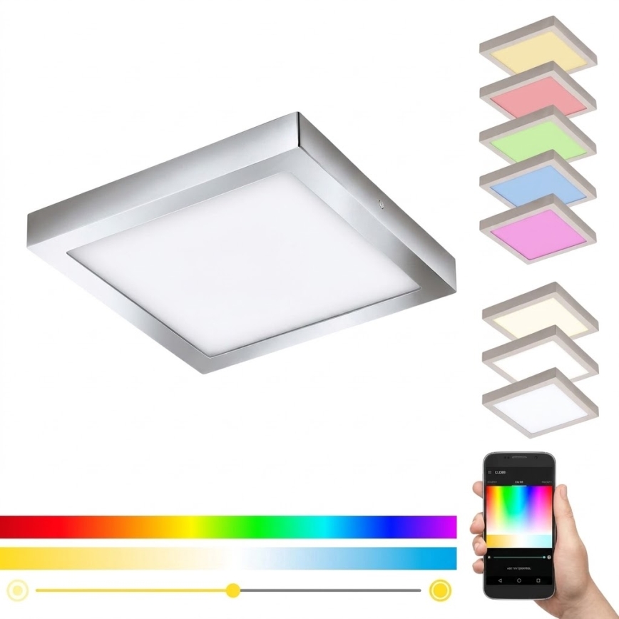Eglo 33668-LED RGBW Dæmpbar badeværelseslampe FUEVA-C 21W/230V 2700-6500K 30x30cm IP44