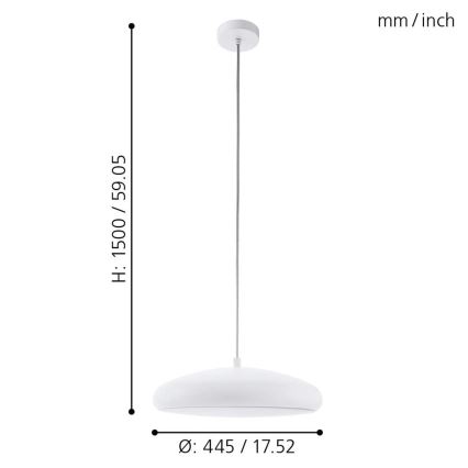 Eglo 33765 - LED pendel m. RGBW-farver dæmpbar RIODEVA-C LED/27W/230V 2700-6500K hvid