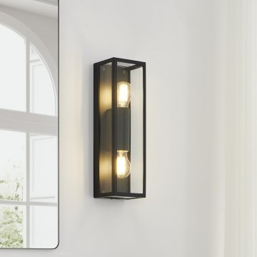 Eglo 33856 - Udendørs væglampe ALAMONTE 2xE27/60W/230V IP44 sort