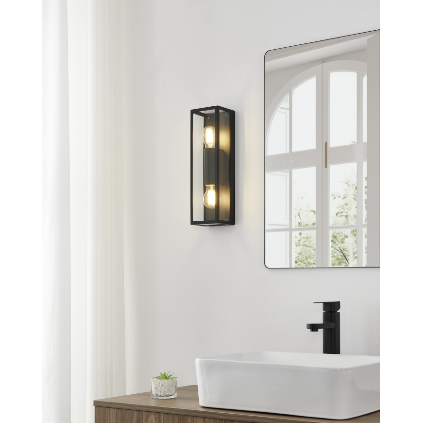 Eglo 33856 - Udendørs væglampe ALAMONTE 2xE27/60W/230V IP44 sort