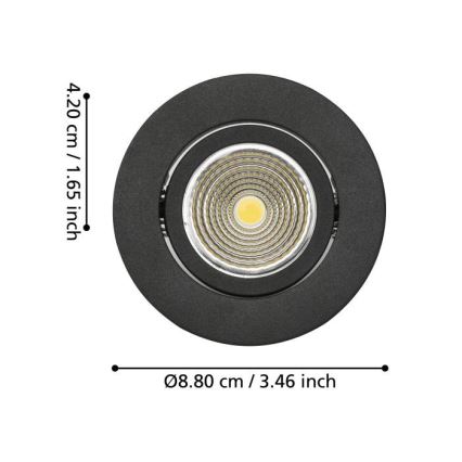 Eglo - LED indbygningslampe dæmpbar/6W/230V sort