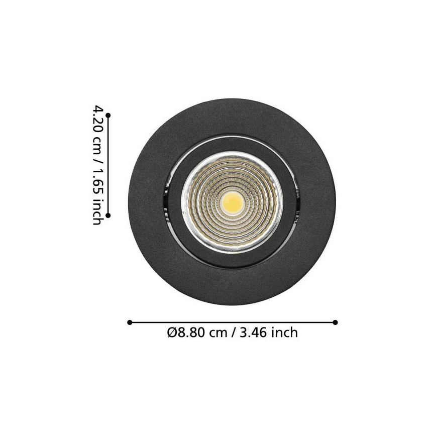 Eglo - LED indbygningslampe dæmpbar/6W/230V sort