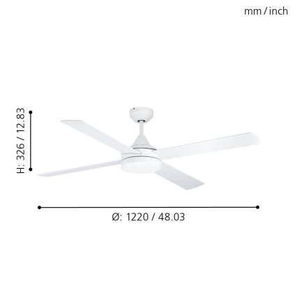 Eglo - LED loftventilator LED/20W/230V 3000/4000/5000K + fjernbetjening hvid