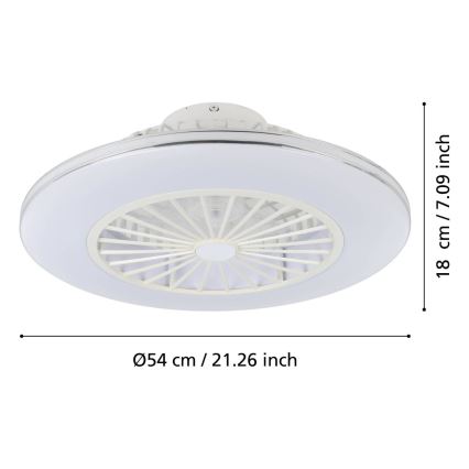 Eglo - Dæmpbar LED loftventilator 3xLED/12,6W/230V 2700-6500K Ø 55 cm hvid + fjernbetjening