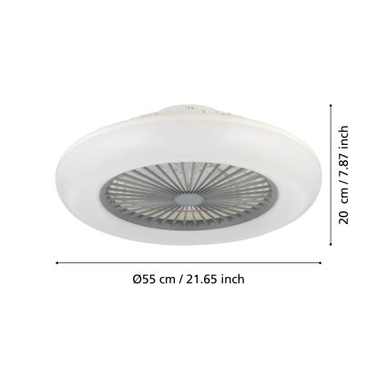 Eglo - LED dæmpbar loftventilator 3xLED/12,6W/230V 2700-6500K Ø 55 cm grå + fjernbetjening