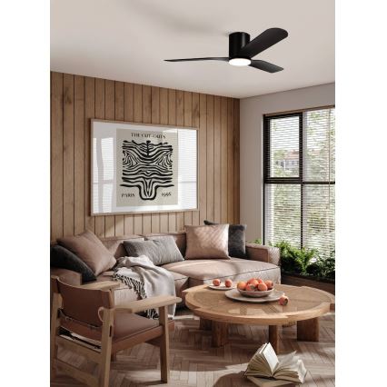 Eglo - Dæmpbar LED-loftventilator LED/17W/230V 3000/4000/5000K Ø 132 cm sort + fjernbetjening