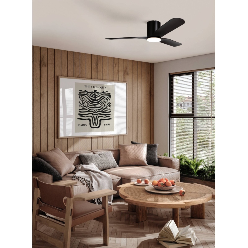 Eglo - Dæmpbar LED-loftventilator LED/17W/230V 3000/4000/5000K Ø 132 cm sort + fjernbetjening