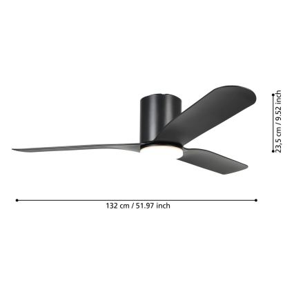 Eglo - Dæmpbar LED-loftventilator LED/17W/230V 3000/4000/5000K Ø 132 cm sort + fjernbetjening