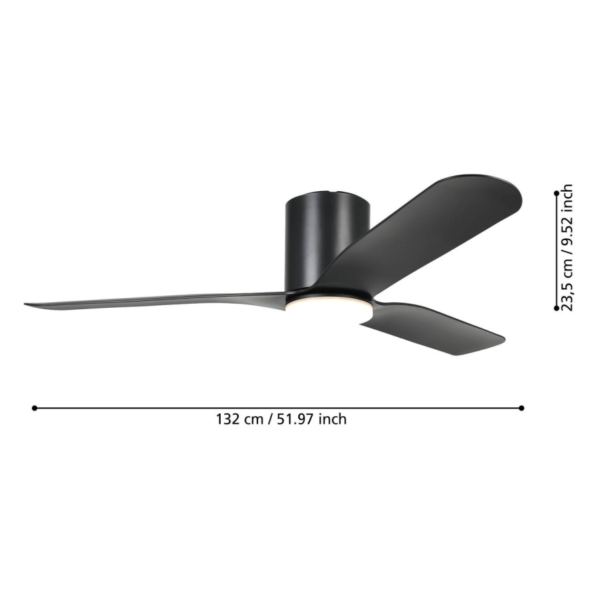Eglo - Dæmpbar LED-loftventilator LED/17W/230V 3000/4000/5000K Ø 132 cm sort + fjernbetjening