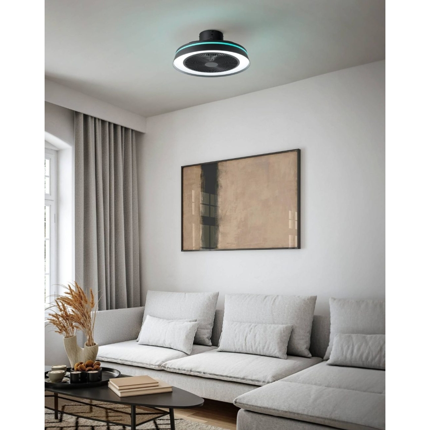 Eglo - Dæmpbar LED RGBW loftsventilator 3xLED/8,5W/230V+LED/6W 2700-6500K Ø 48 cm sort + fjernbetjening