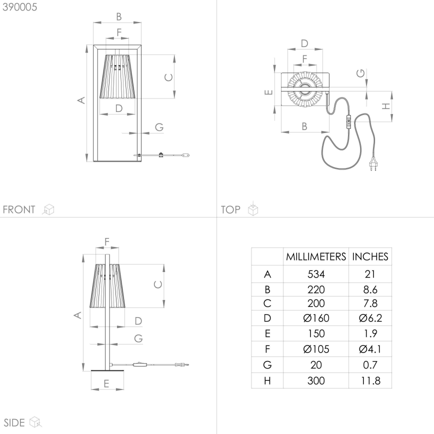 Eglo - Bordlampe 1xE27/40W/230V sort