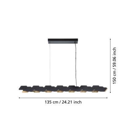 Eglo - LED pendel dæmpbar LED/44W/230V 3000K sort/guldfarvet