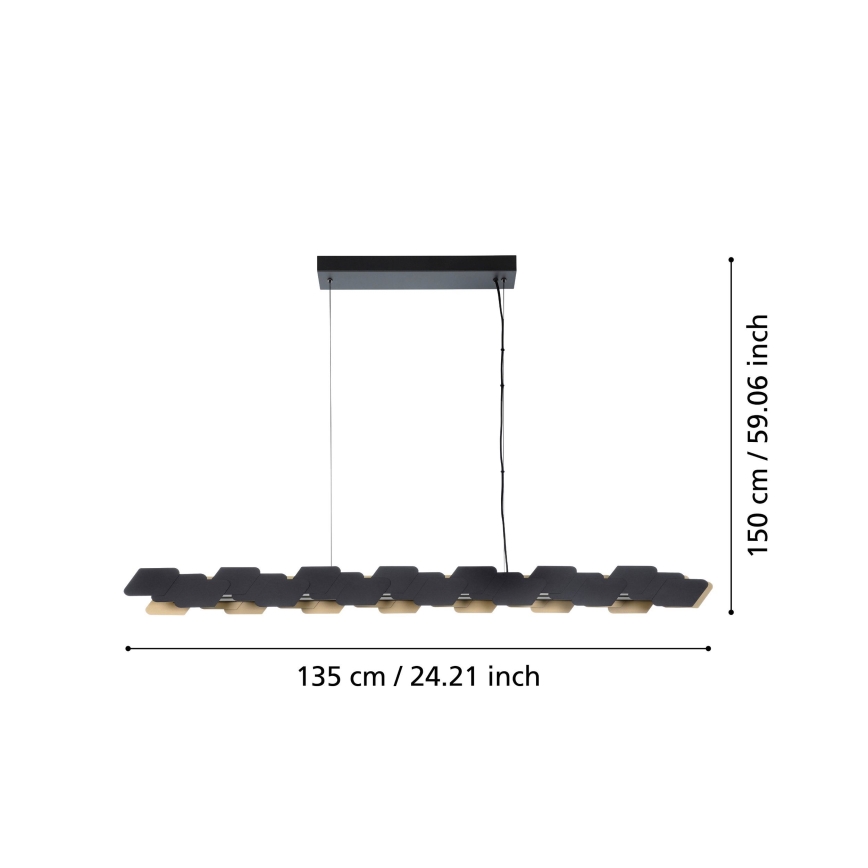 Eglo - LED pendel dæmpbar LED/44W/230V 3000K sort/guldfarvet