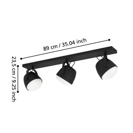 Eglo - Spotlampe 3xE27/28W/230V sort