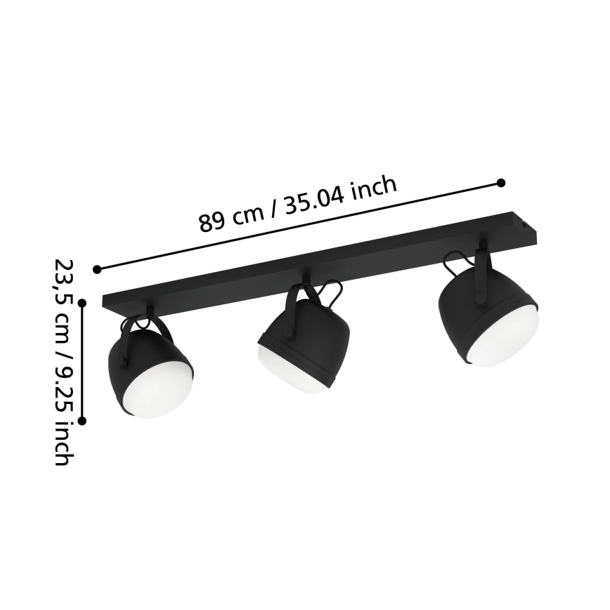 Eglo - Spotlampe 3xE27/28W/230V sort