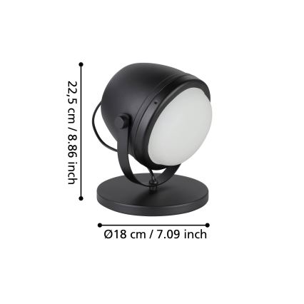 Eglo - Bordlampe 1xE27/28W/230V sort