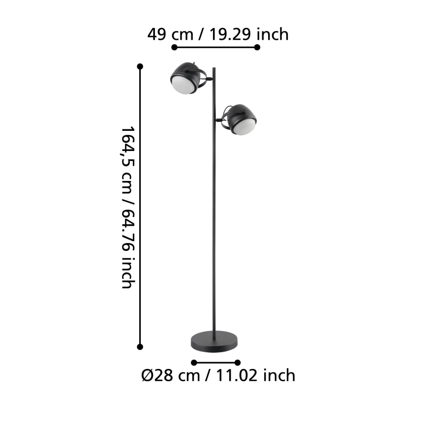 Eglo - Gulvlampe 2xE27/28W/230V sort
