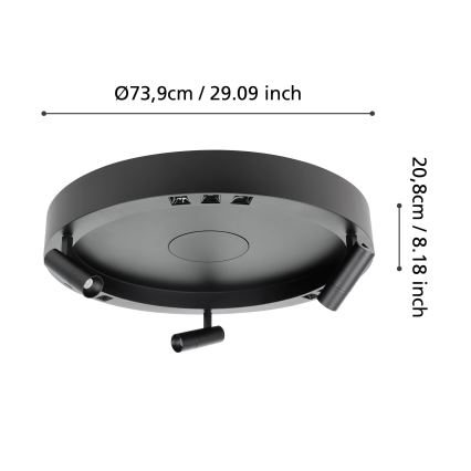 Eglo - LED loftlampe dæmpbar 3xLED/8W/230V + 3xLED/8,5W 3000K sort + fjernbetjening
