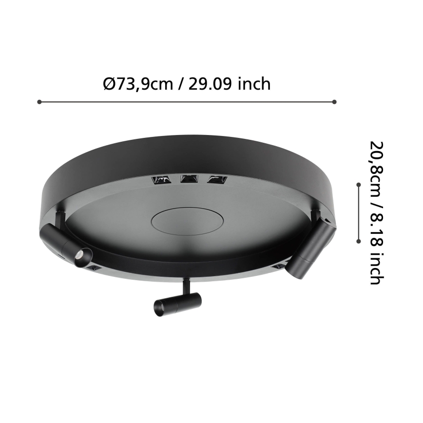 Eglo - LED loftlampe dæmpbar 3xLED/8W/230V + 3xLED/8,5W 3000K sort + fjernbetjening