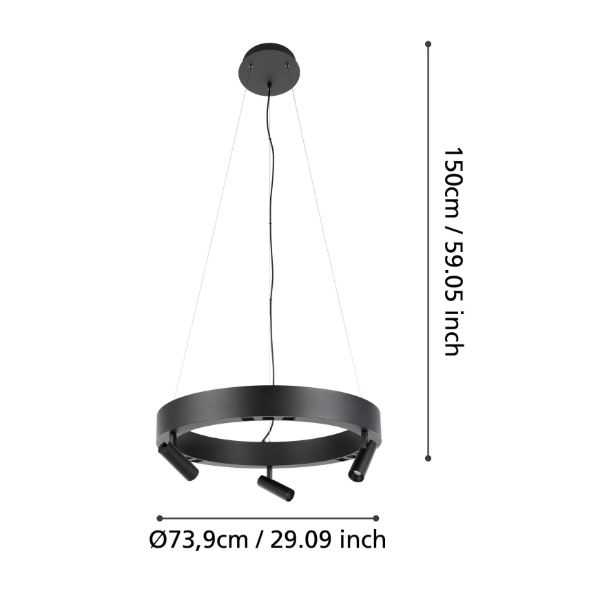 Eglo - LED pendel dæmpbar 3xLED/8W/230V + 3xLED/8,5W 3000K sort + fjernbetjening