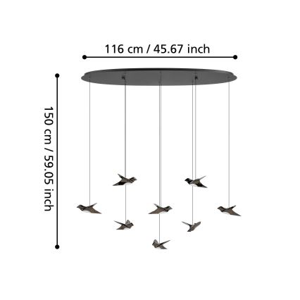 Eglo - LED pendel dæmpbar 8xLED/4,2W/230V 3000K sort