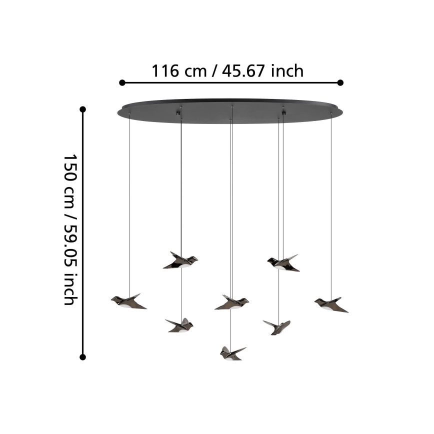 Eglo - LED pendel dæmpbar 8xLED/4,2W/230V 3000K sort