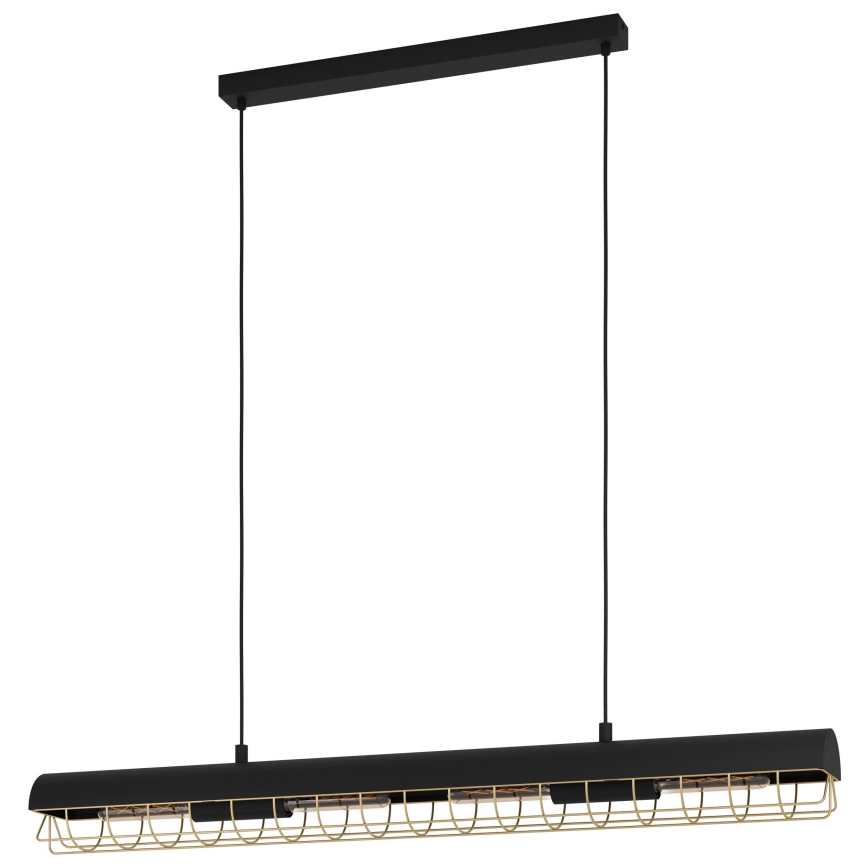 Eglo - Pendel 4xE27/40W/230V sort/guldfarvet