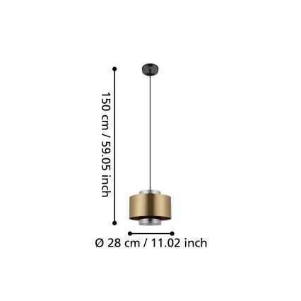 Eglo - Pendel 1xE27/40W/230V guldfarvet