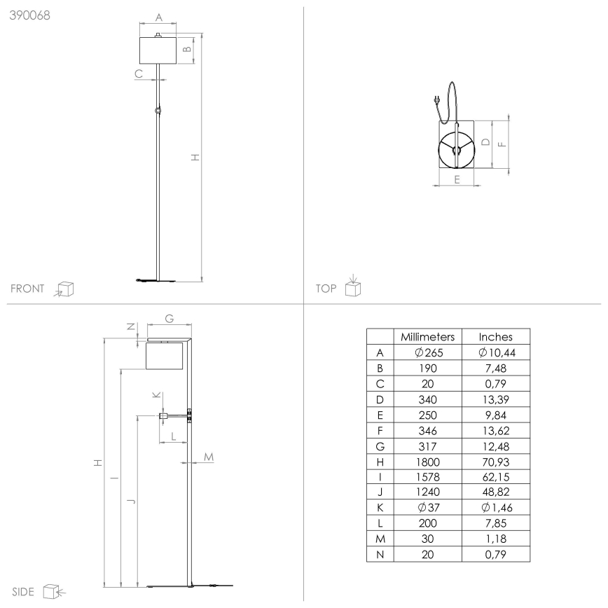 Eglo - LED gulvlampe 1xE27/40W/230V + LED/3,8W 3000K sort